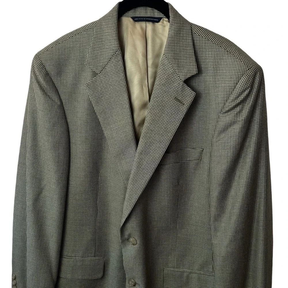 Brooks Brothers Houndstooth Wool Silk Sport Coat Suit Jacket Career Luxury 40R